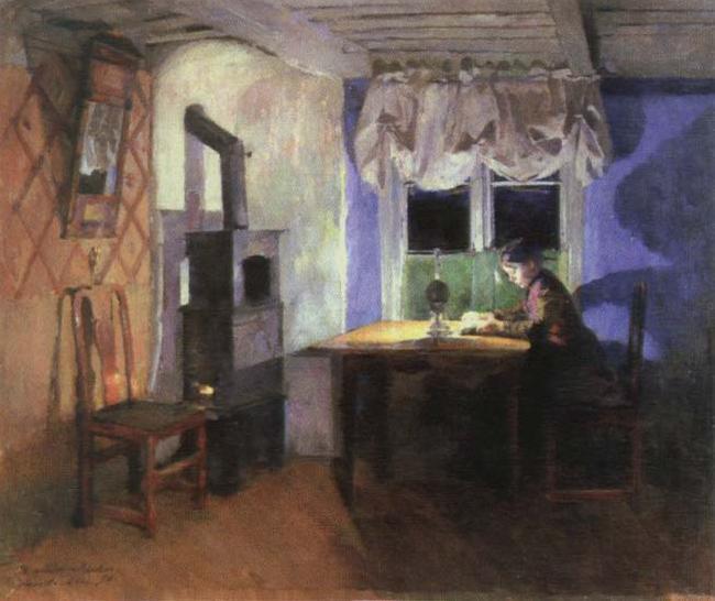 Harriet Backer by lamplight